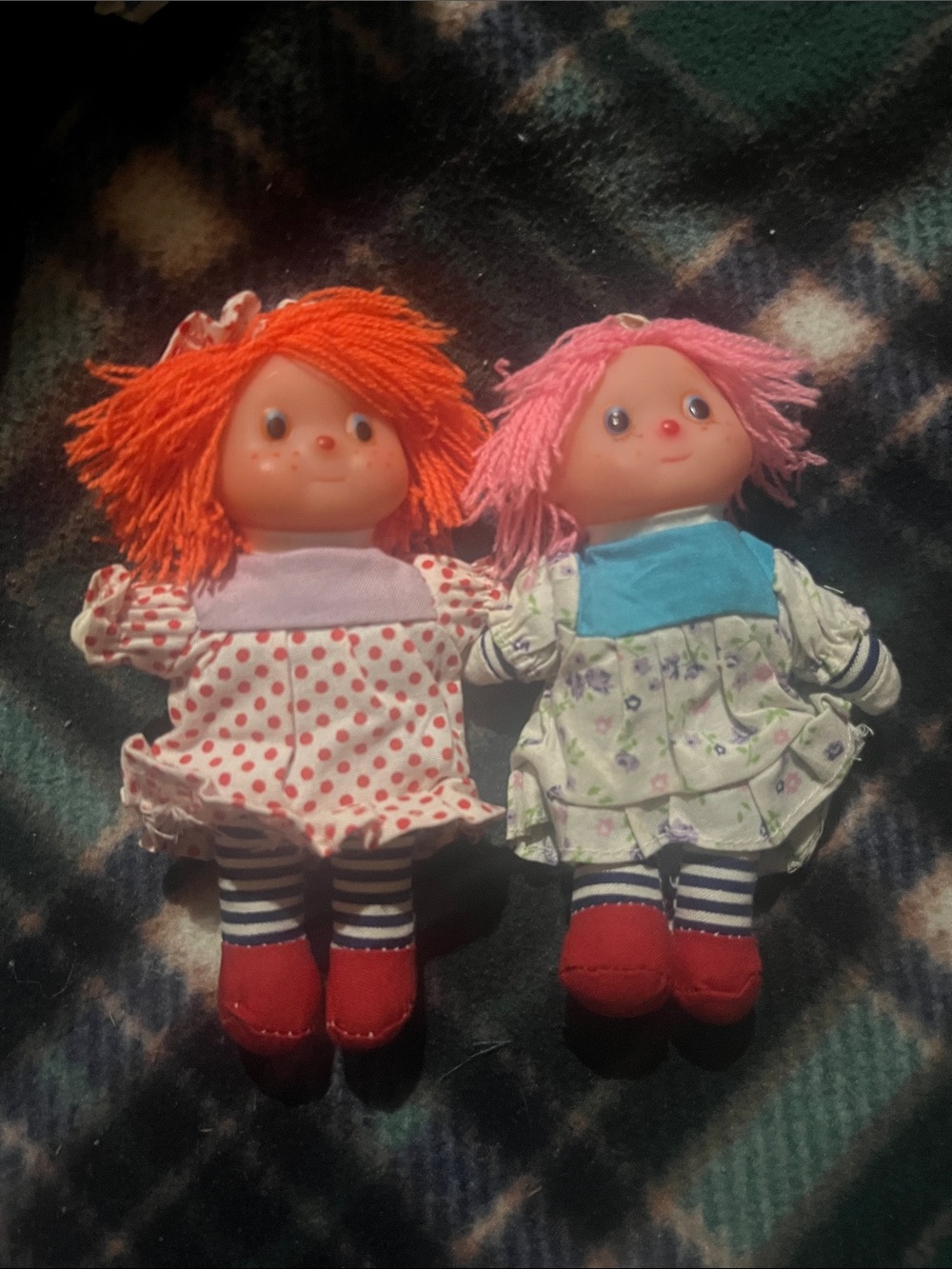 Vintage 1980s Ice Cream Dolls Lot of 2 Pink Orange Yarn Hair Komfy Kids Toys
